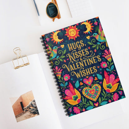 Hugs, Kisses & Valentine’s Wishes - Spiral Notebook