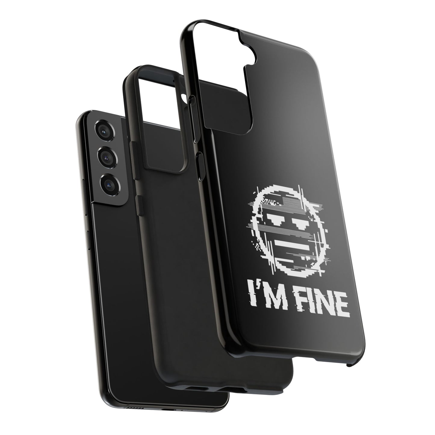 I’m Fine Glitched Smiley - Phone Case