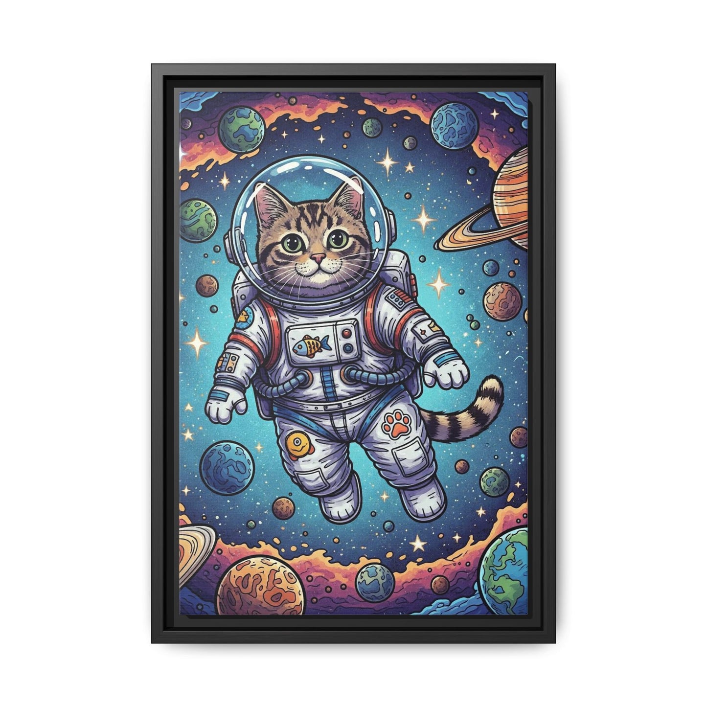 Astronaut Cat - Framed Canvas