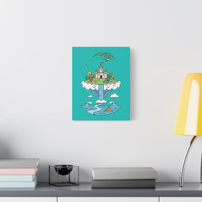 Floating Castle Dragon - Magical Fantasy Island - Canvas