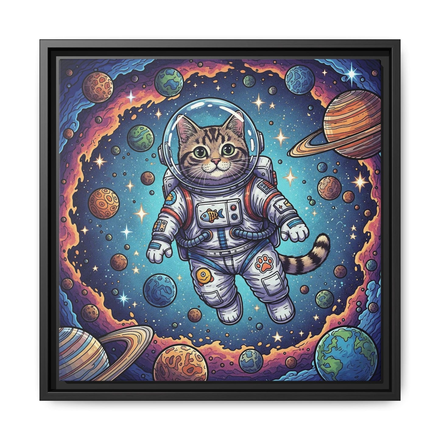 Astronaut Cat - Framed Canvas