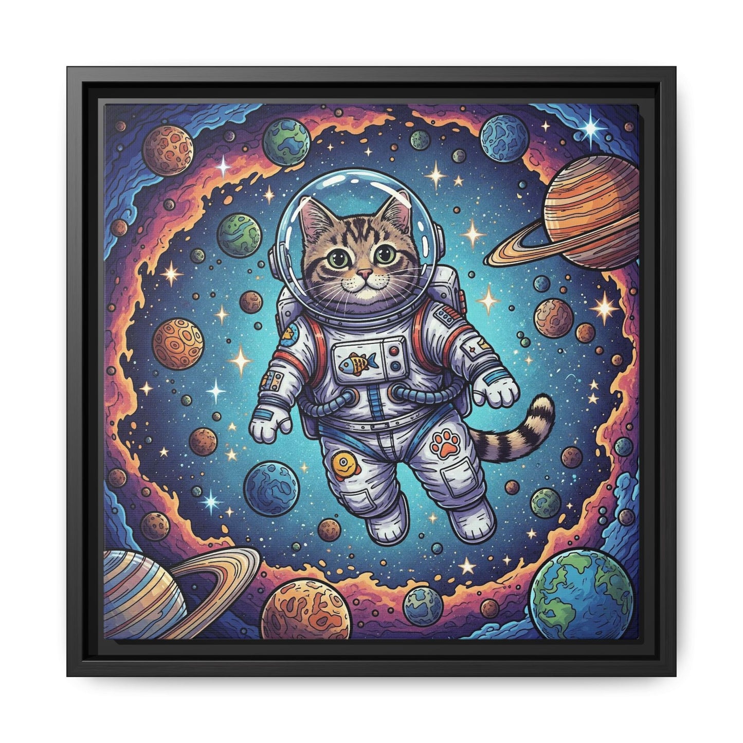 Astronaut Cat - Framed Canvas