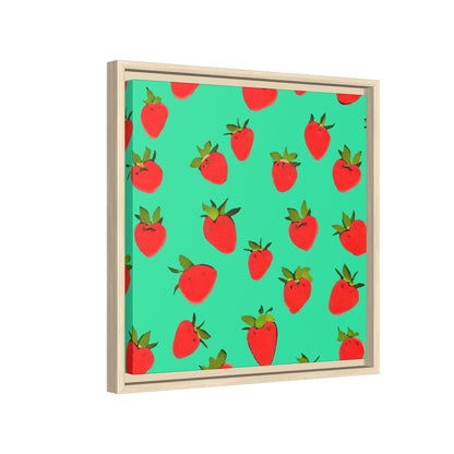 Strawberry Pattern - Framed Canvas