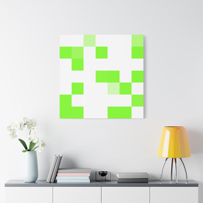 Lime Green Pixel Grid - Canvas