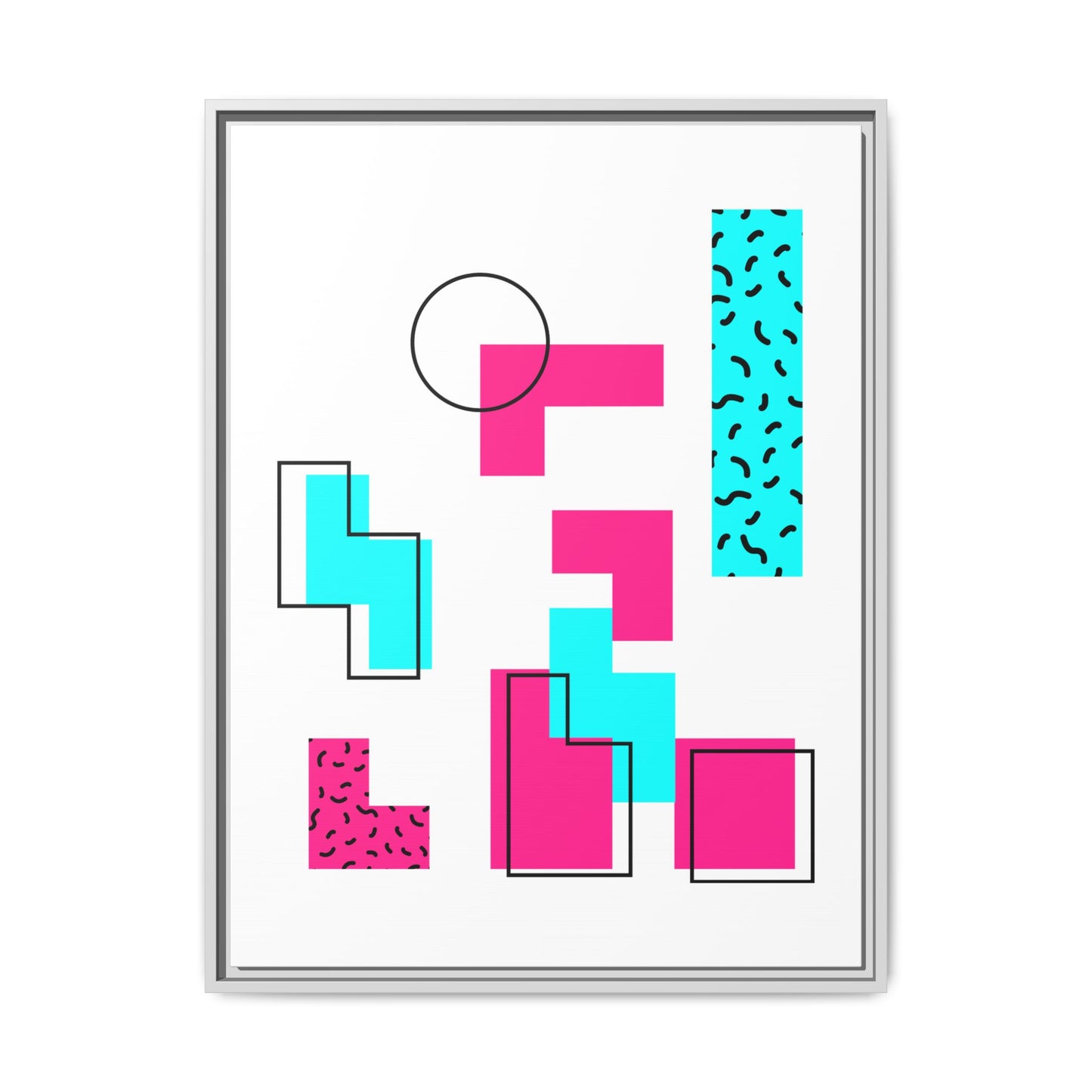 Retro Geometric Vibes - Framed Canvas