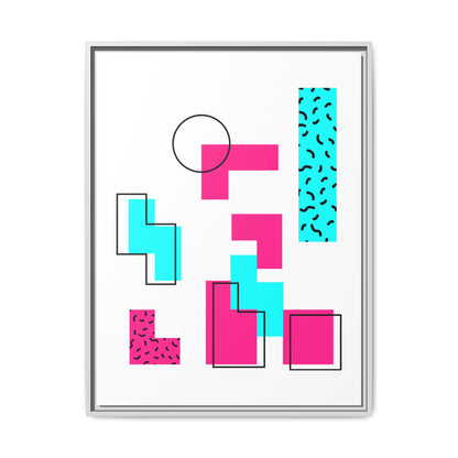 Retro Geometric Vibes - Framed Canvas