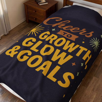 Cheers to Growth, Glow & Goals - Plush Blanket