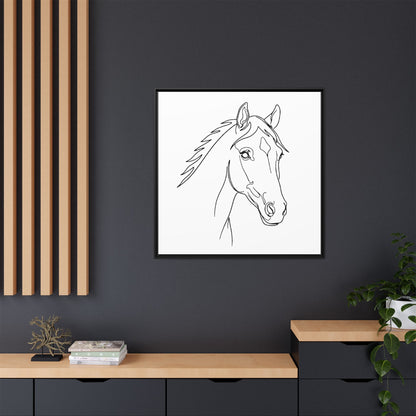 Horse Portrait Sketch - Framed Canvas
