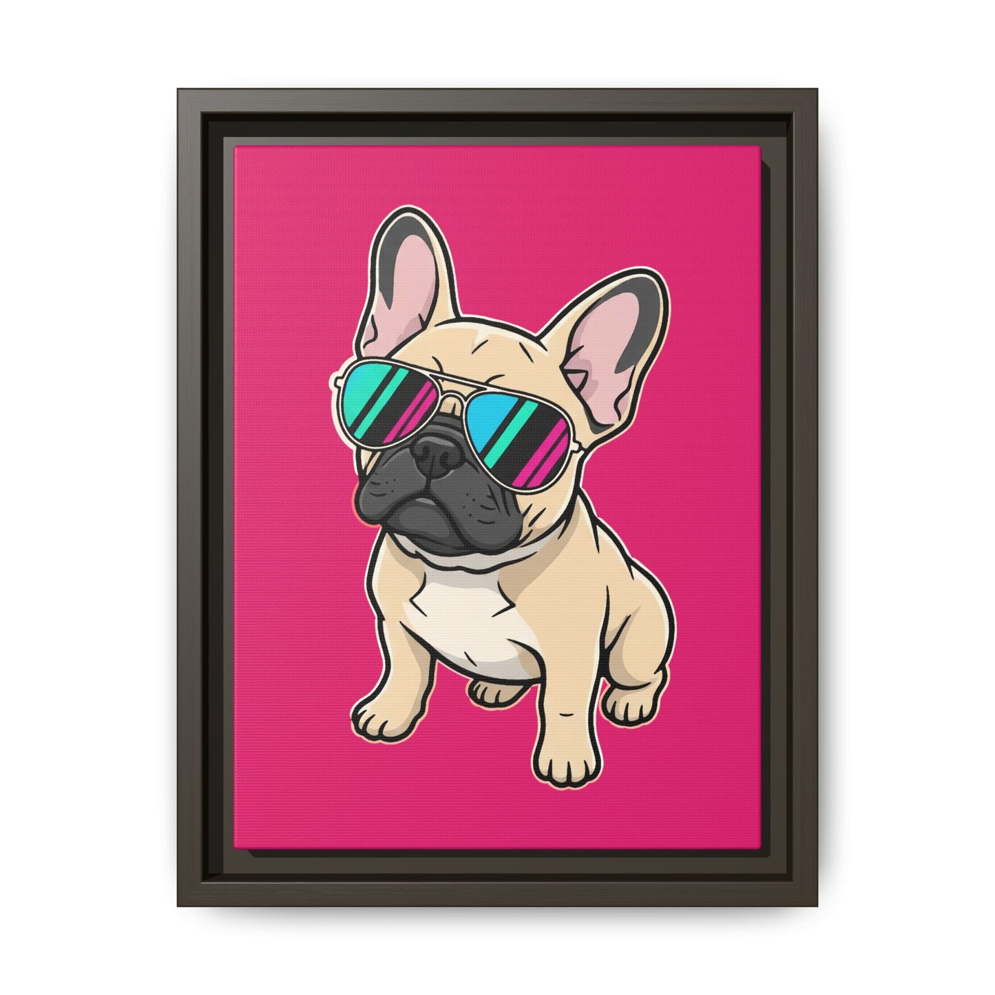 French Bulldog with Sunglasses - Framed Canvas