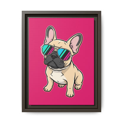 French Bulldog with Sunglasses - Framed Canvas