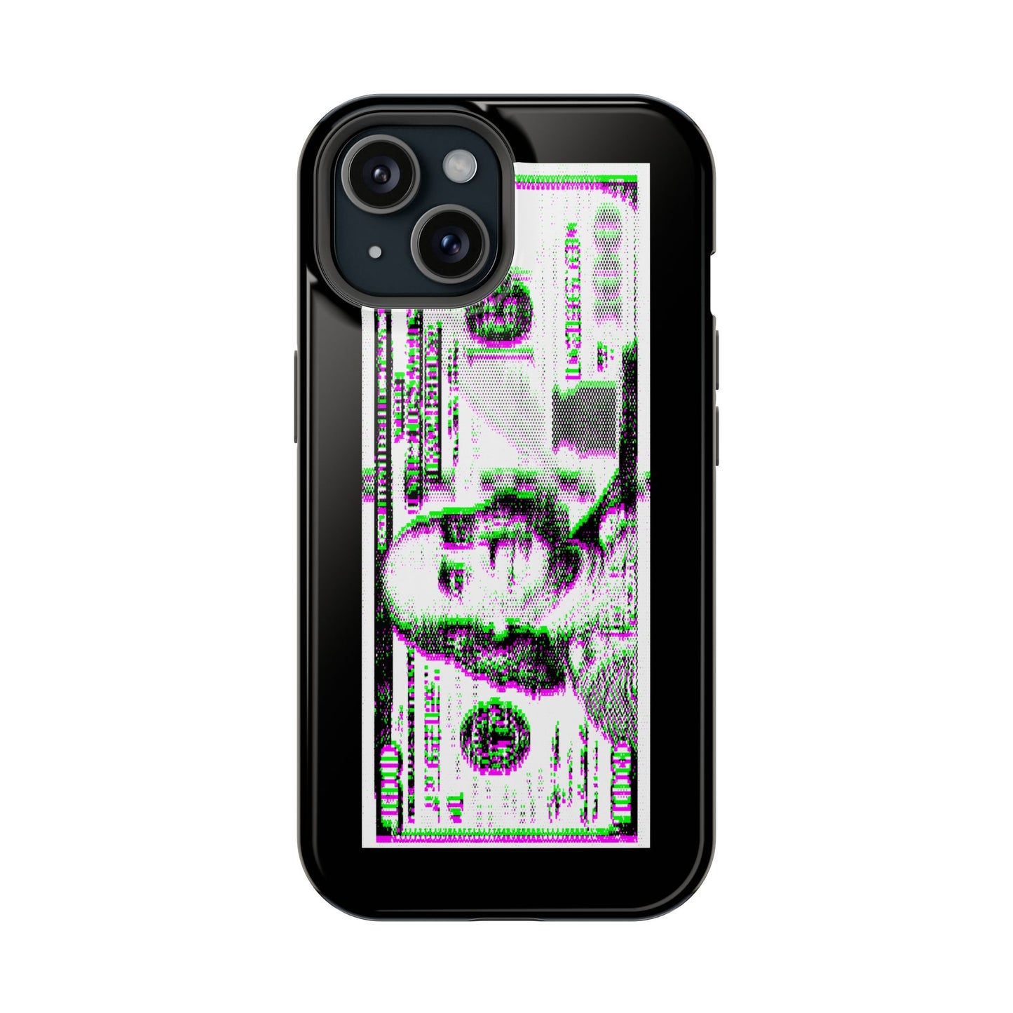 100 Dollars Bill - Green/Magenta Glitch - Magnetic Phone Case