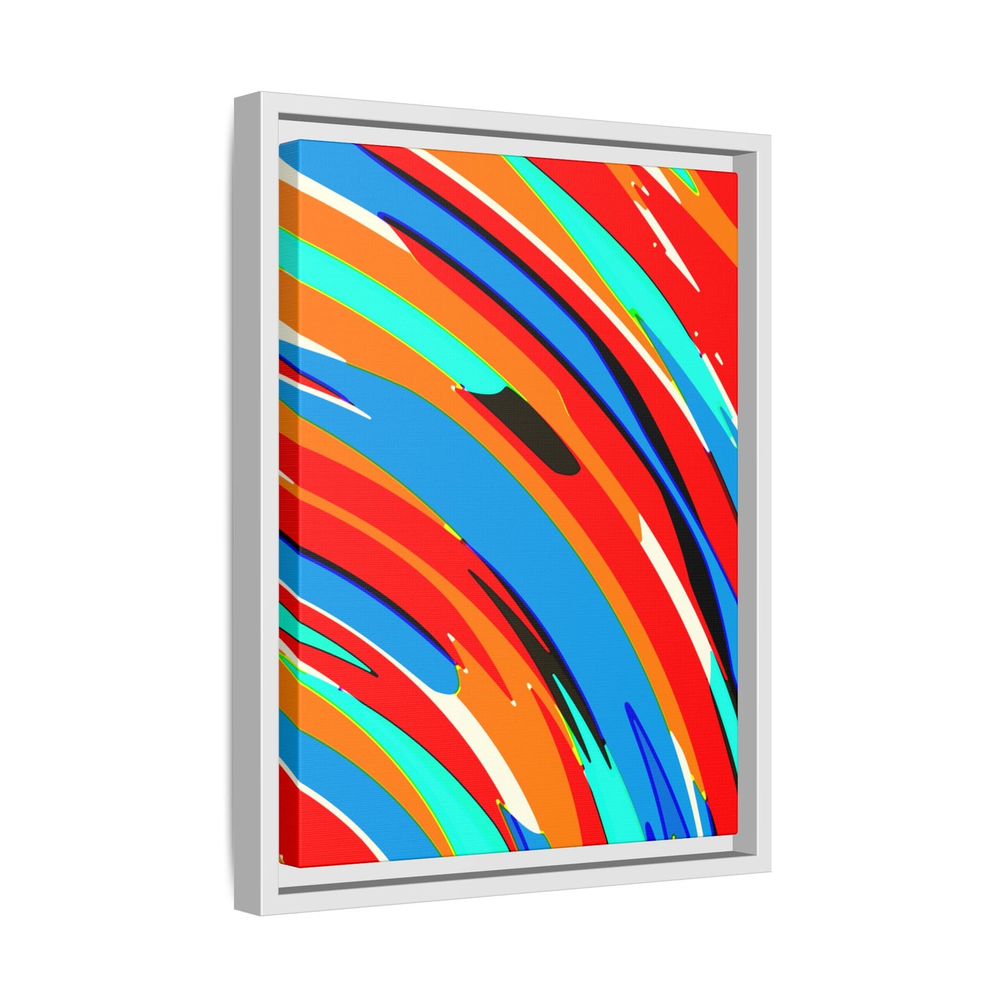 Abstract Rainbow Swirl Arc - Framed Canvas