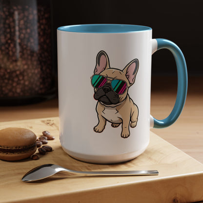 French Bulldog with Sunglasses - Color Accent Mug