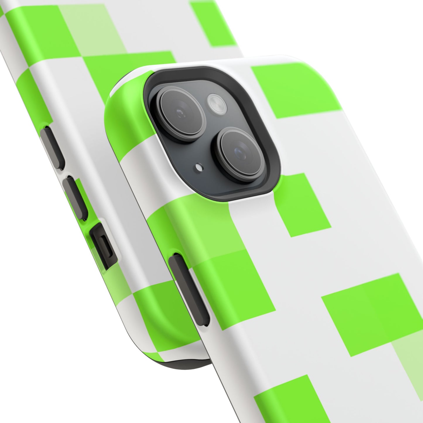Lime Green Pixel Grid - Magnetic Phone Case