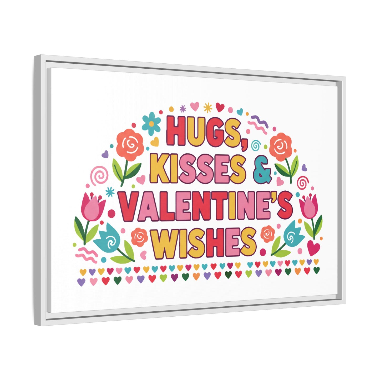 Hugs Kisses & Valentine's Wishes - Framed Canvas