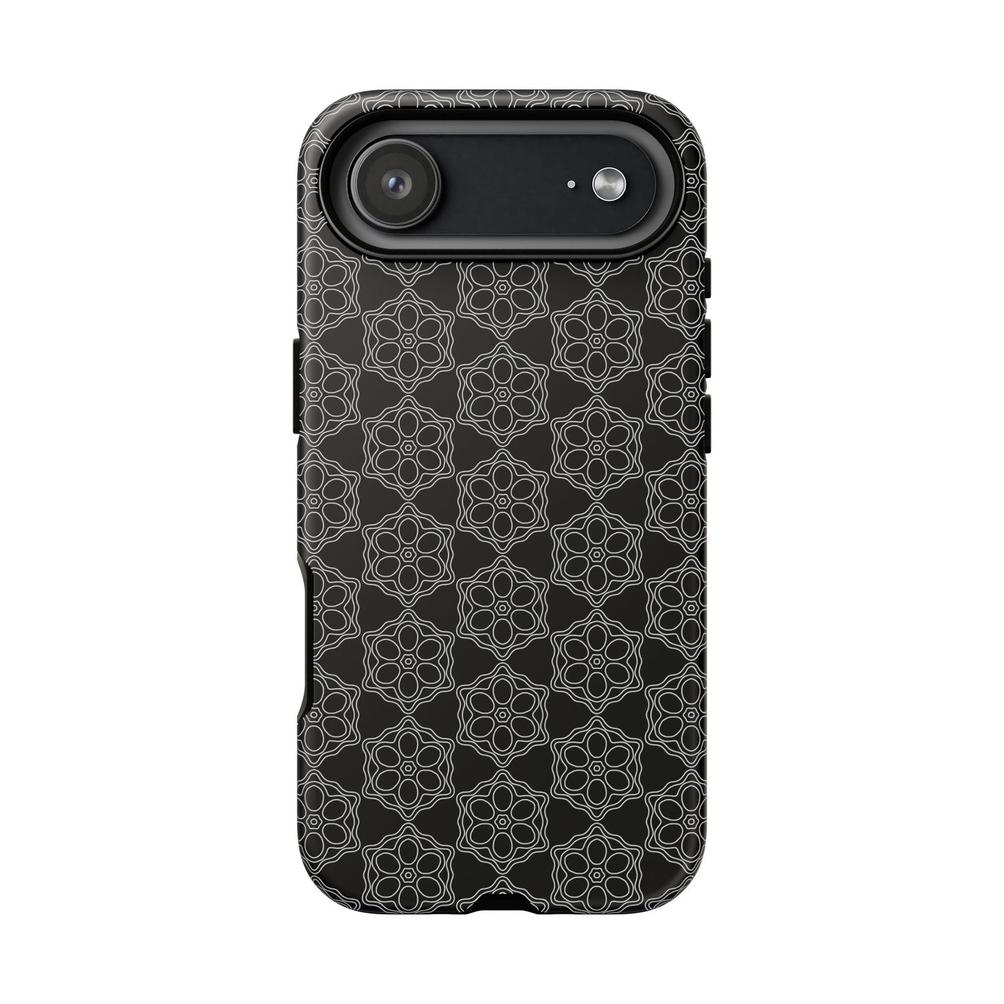 Geometric Pattern Phone Case, Dark Floral Case for Tough Protection, Stylish Smartphone Accessory, Gift for Tech Lovers, Trendy Mobile Cover