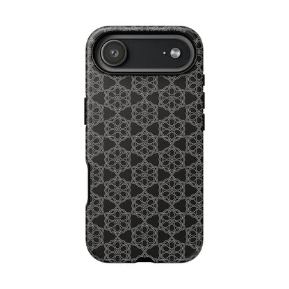 Geometric Pattern Phone Case, Dark Floral Case for Tough Protection, Stylish Smartphone Accessory, Gift for Tech Lovers, Trendy Mobile Cover