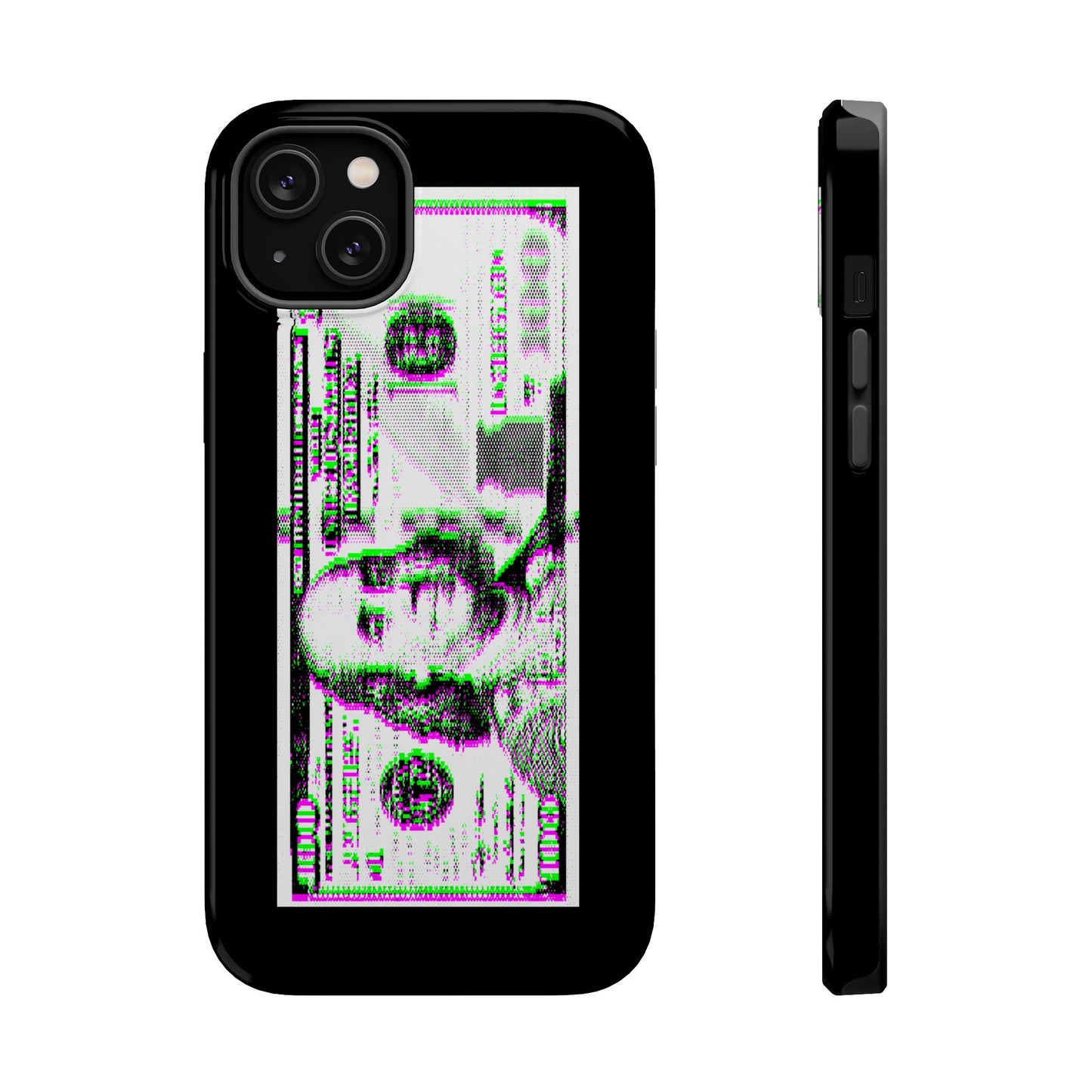 100 Dollars Bill - Green/Magenta Glitch - Magnetic Phone Case