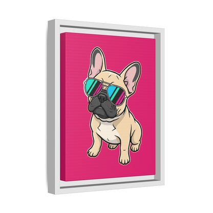 French Bulldog with Sunglasses - Framed Canvas