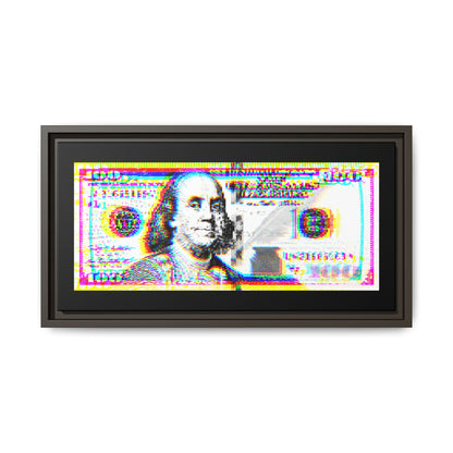 100 Dollars Bill - Neon Color Explosion - Framed Canvas