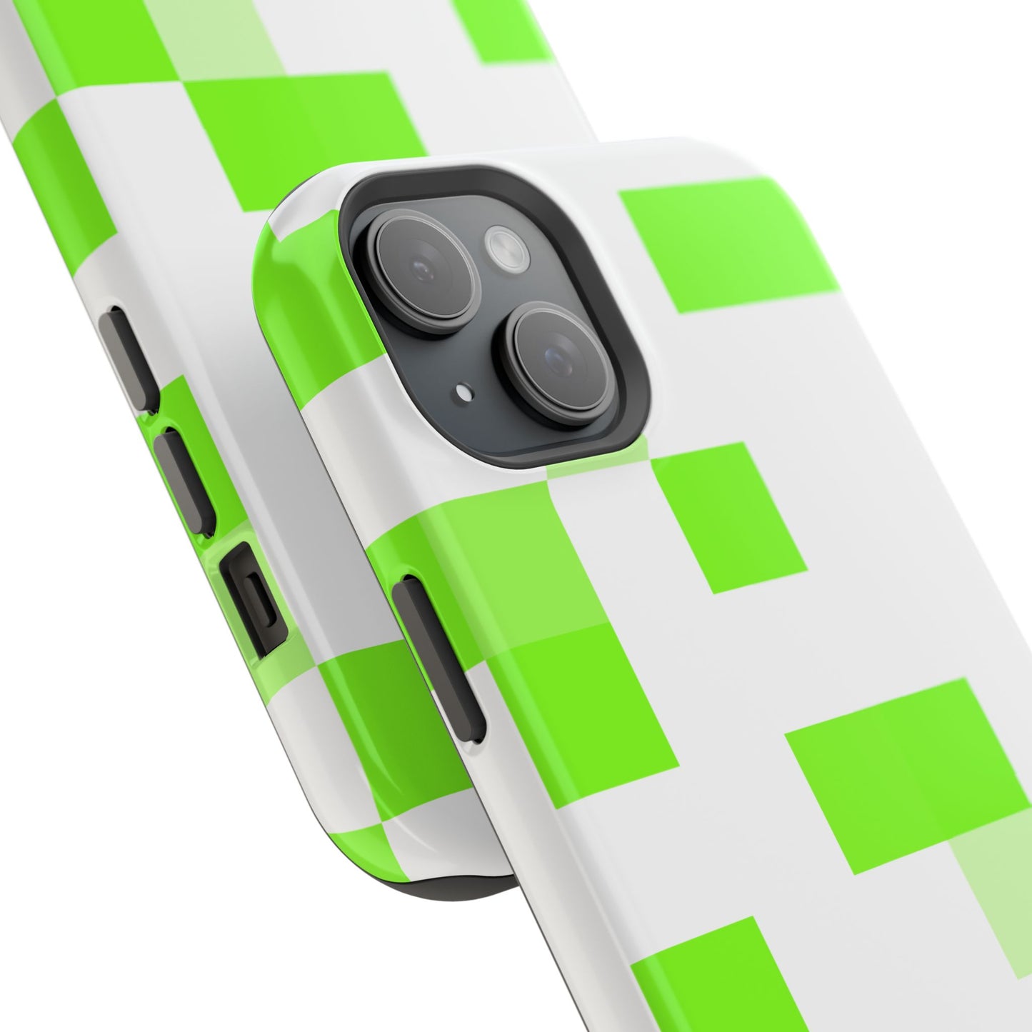 Lime Green Pixel Grid - Magnetic Phone Case