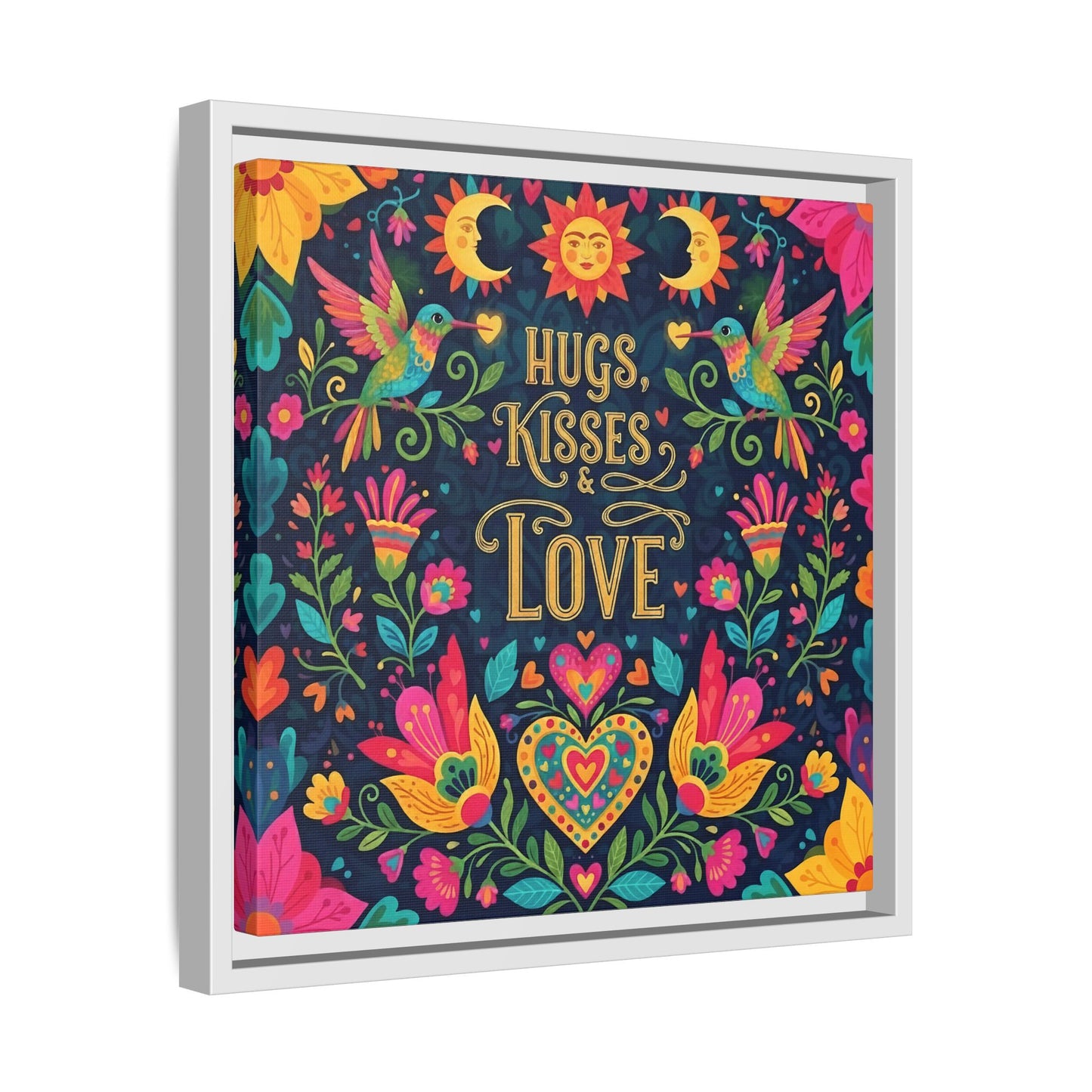 Hugs, Kisses & Love - Framed Canvas