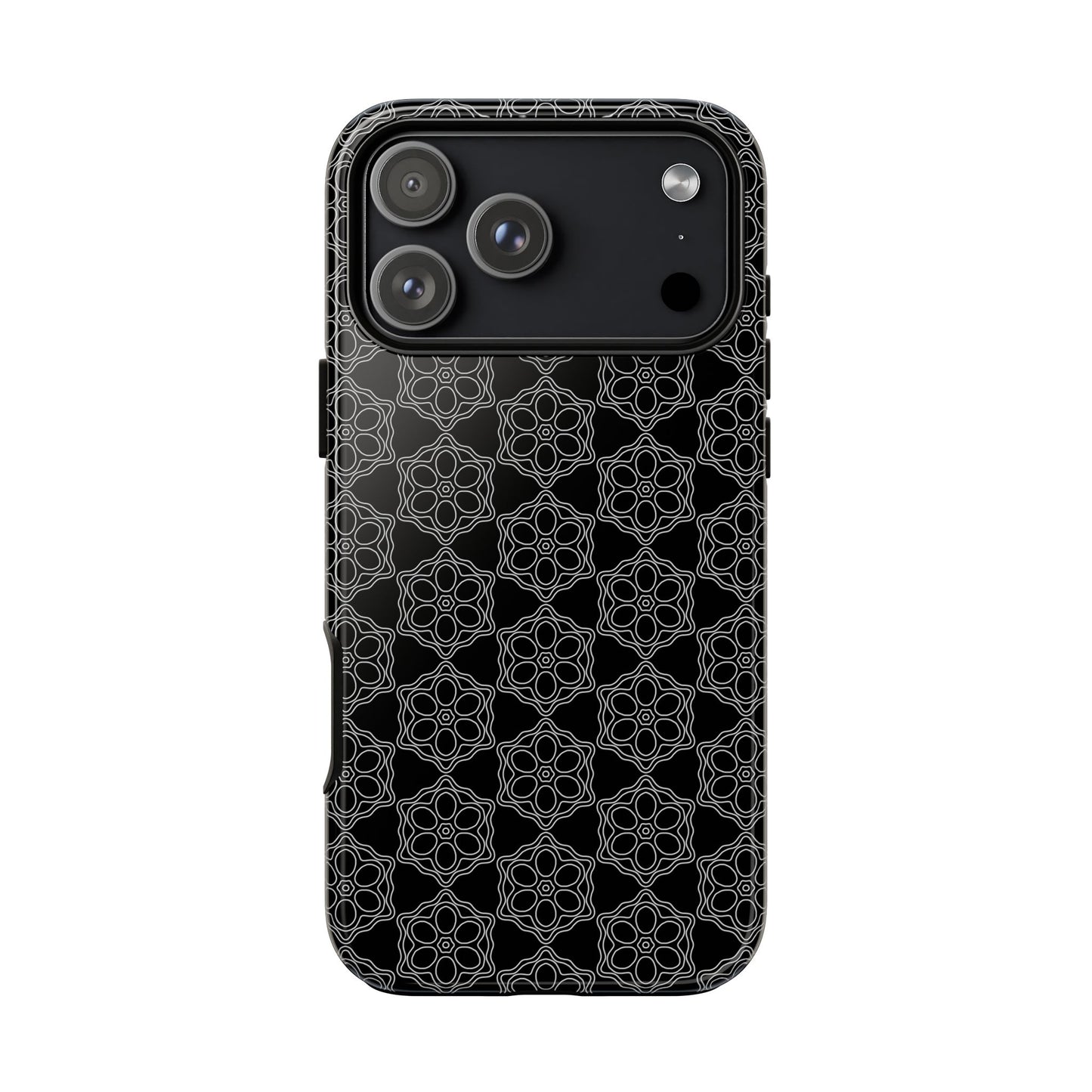 Geometric Pattern Phone Case, Dark Floral Case for Tough Protection, Stylish Smartphone Accessory, Gift for Tech Lovers, Trendy Mobile Cover