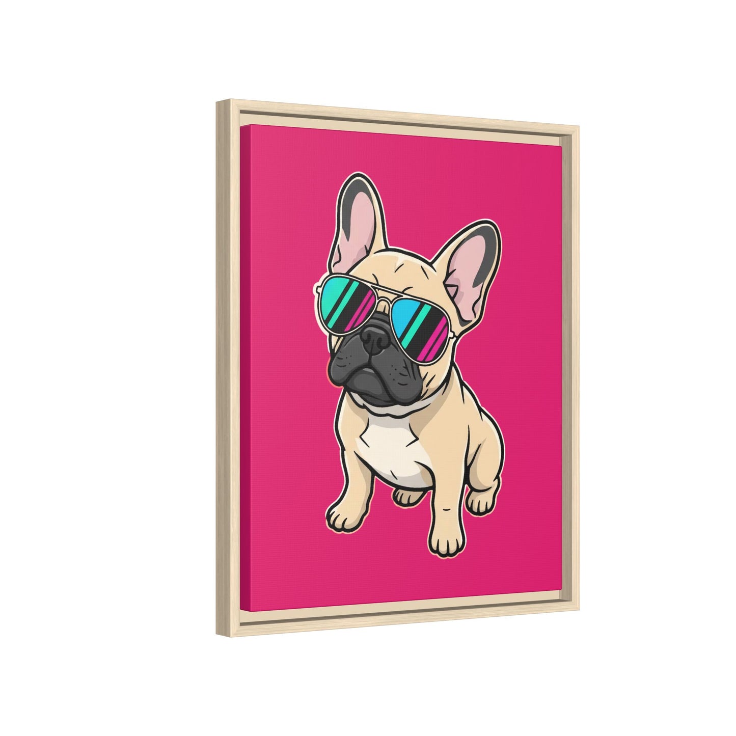 French Bulldog with Sunglasses - Framed Canvas
