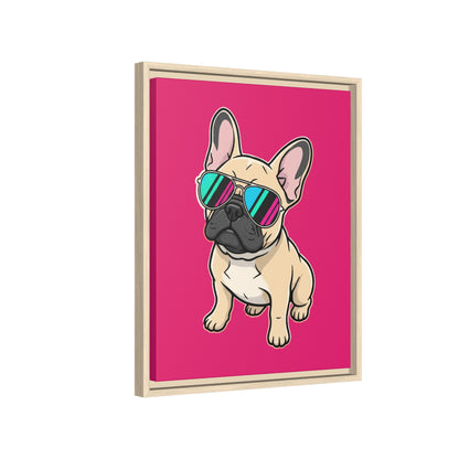 French Bulldog with Sunglasses - Framed Canvas
