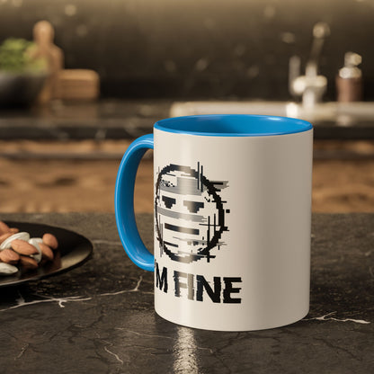 I’m Fine Glitched Smiley - Color Accent Mug