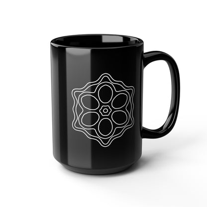Elegant Black Mug with Floral Design, Perfect for Coffee Lovers, Gift for Moms, Yoga Enthusiasts, and Home Decor, 11oz or 15oz