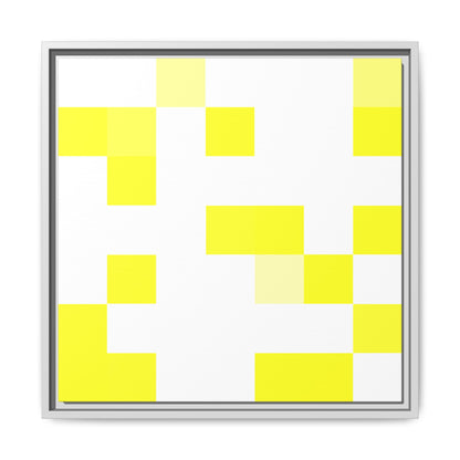 Yellow Pixel Grid - Framed Canvas