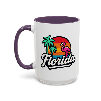 Florida Sunset Palm - Color Accent Mug