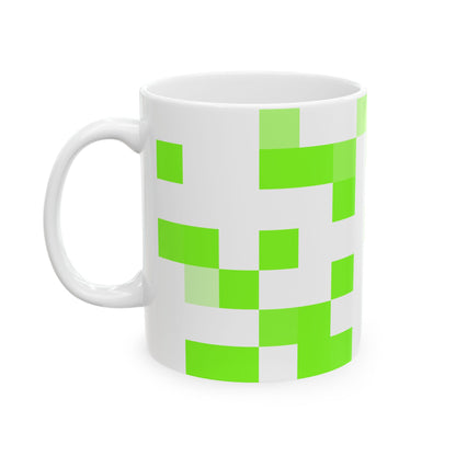 Lime Green Pixel Grid - Mug