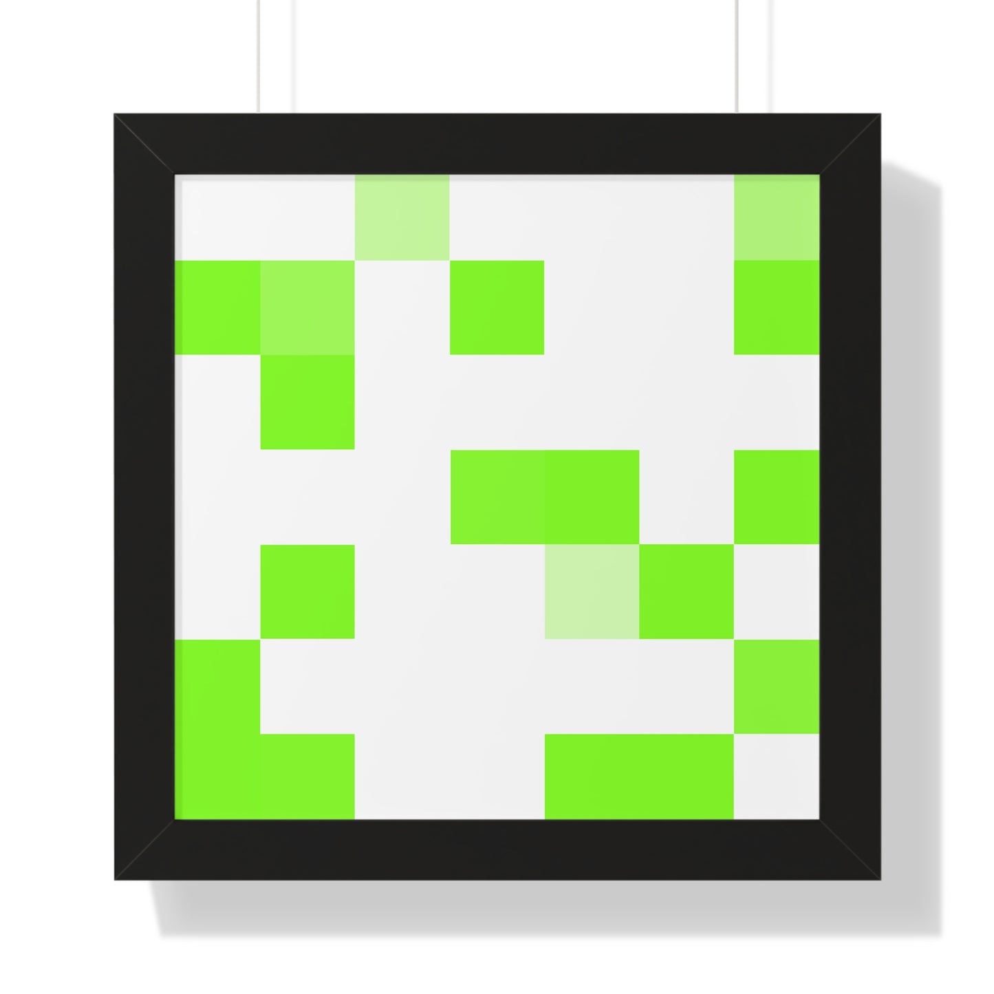 Lime Green Pixel Grid - Framed Poster