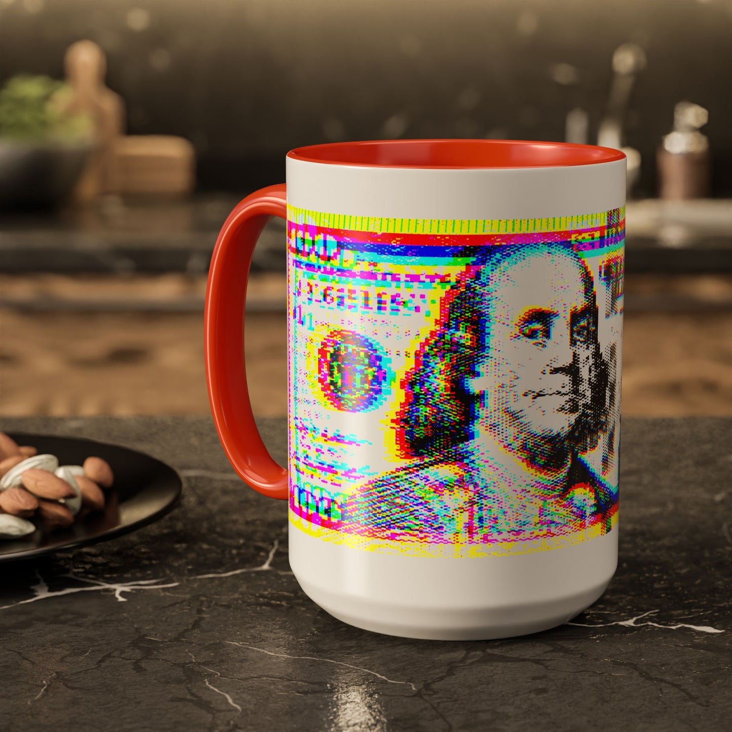 100 Dollars Bill - Neon Color Explosion - Color Accent Mug