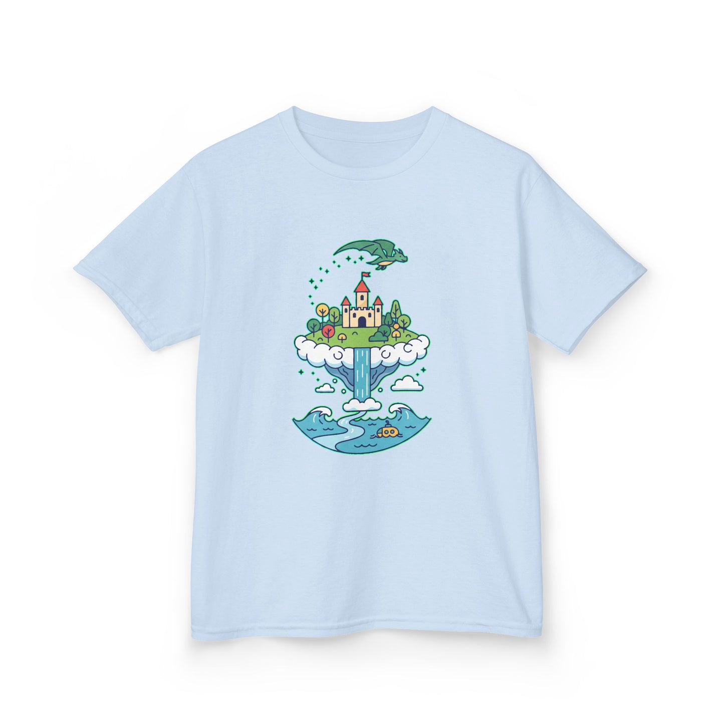 Floating Castle Dragon - Magical Fantasy Island - Kids Tee