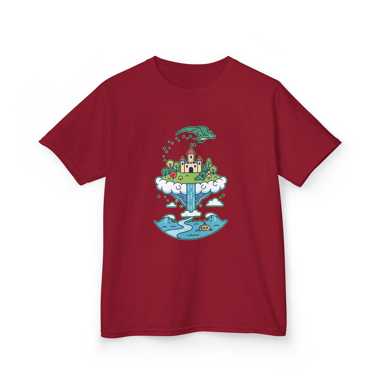 Floating Castle Dragon - Magical Fantasy Island - Kids Tee