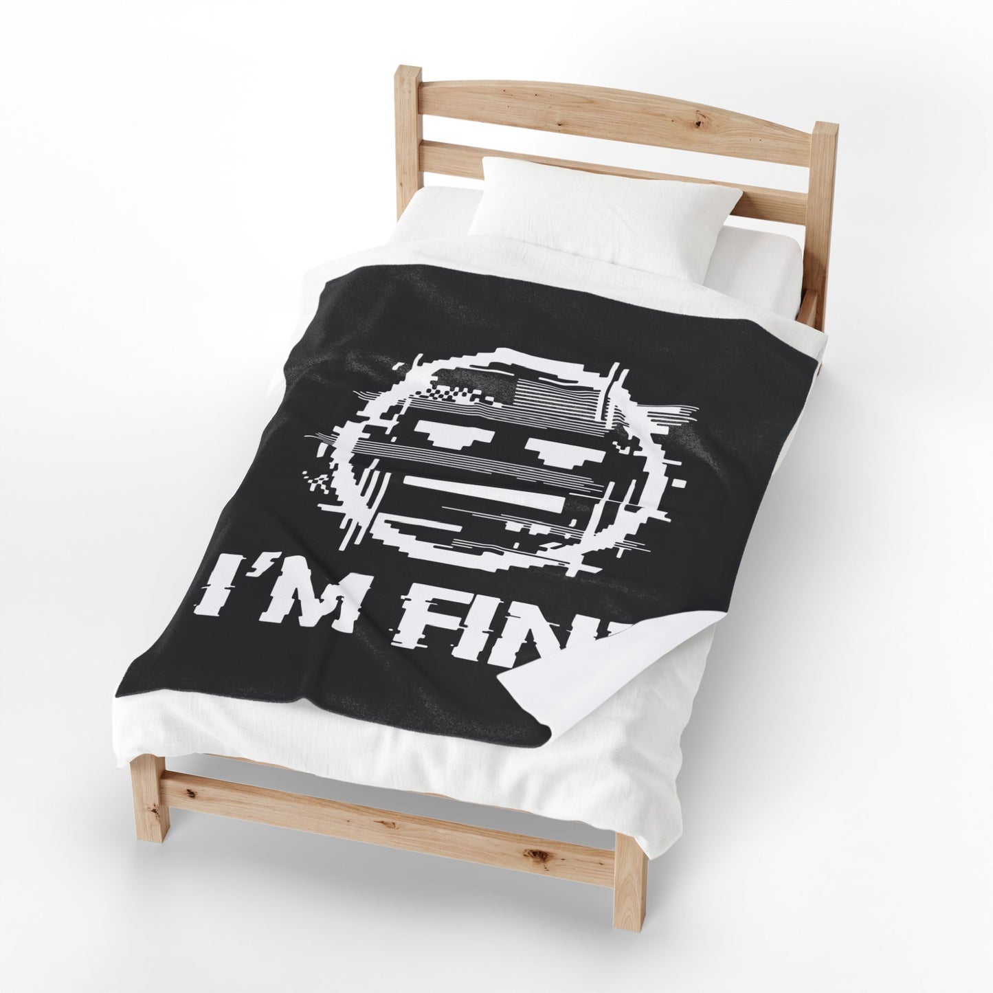 I’m Fine Glitched Smiley - Plush Blanket