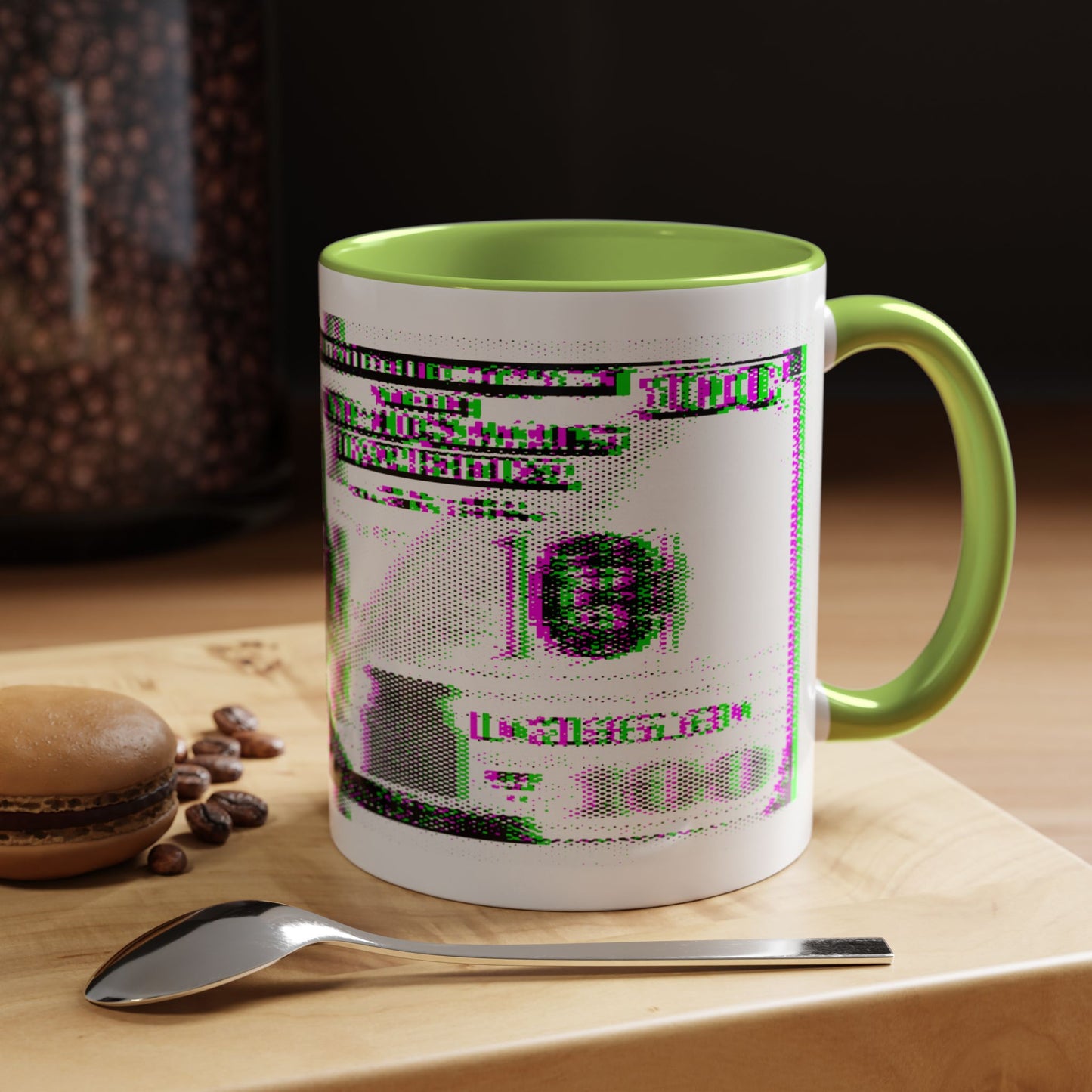 100 Dollars Bill - Green/Magenta Glitch - Color Accent Mug