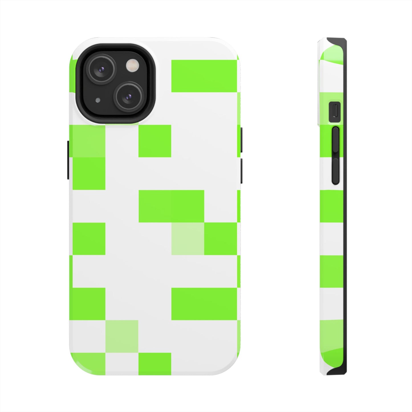 Lime Green Pixel Grid - Phone Case