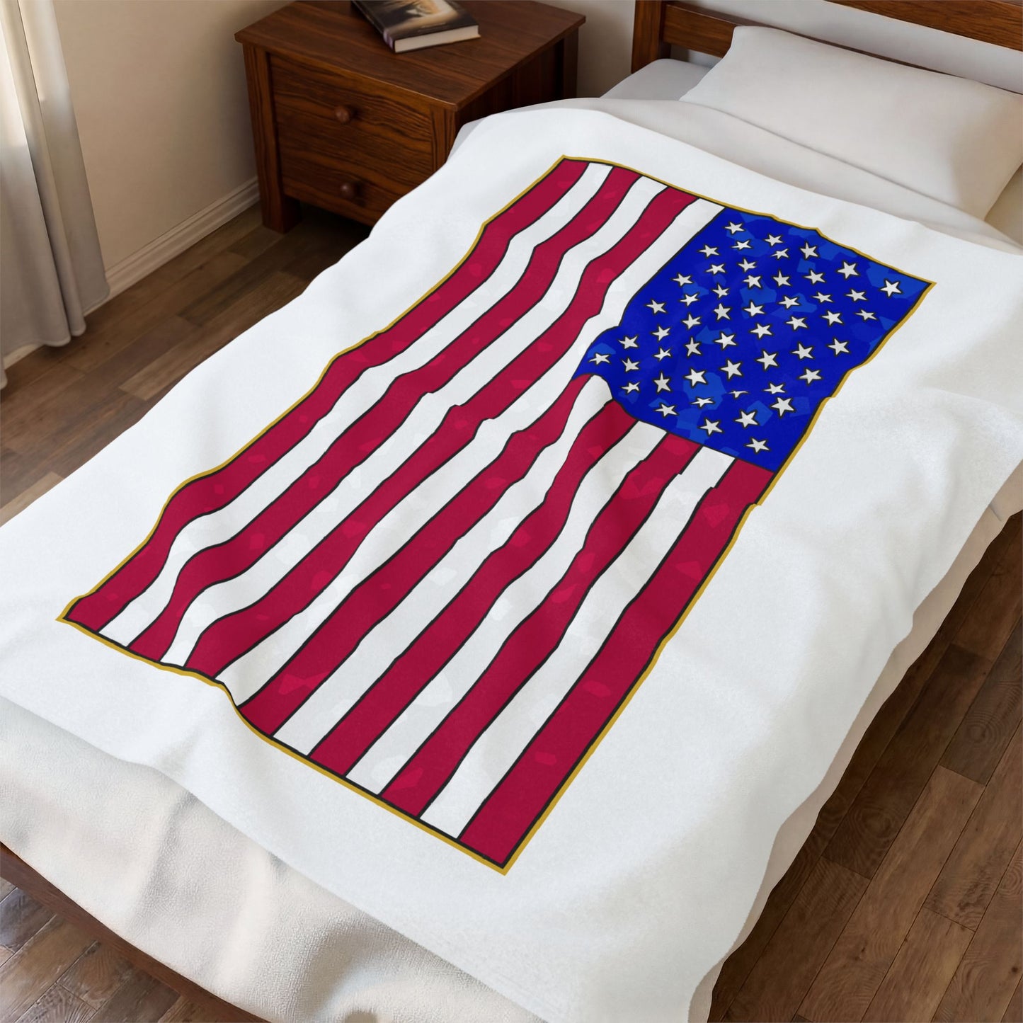 New Glory American Flag (Gold Edge Edition) - Plush Blanket
