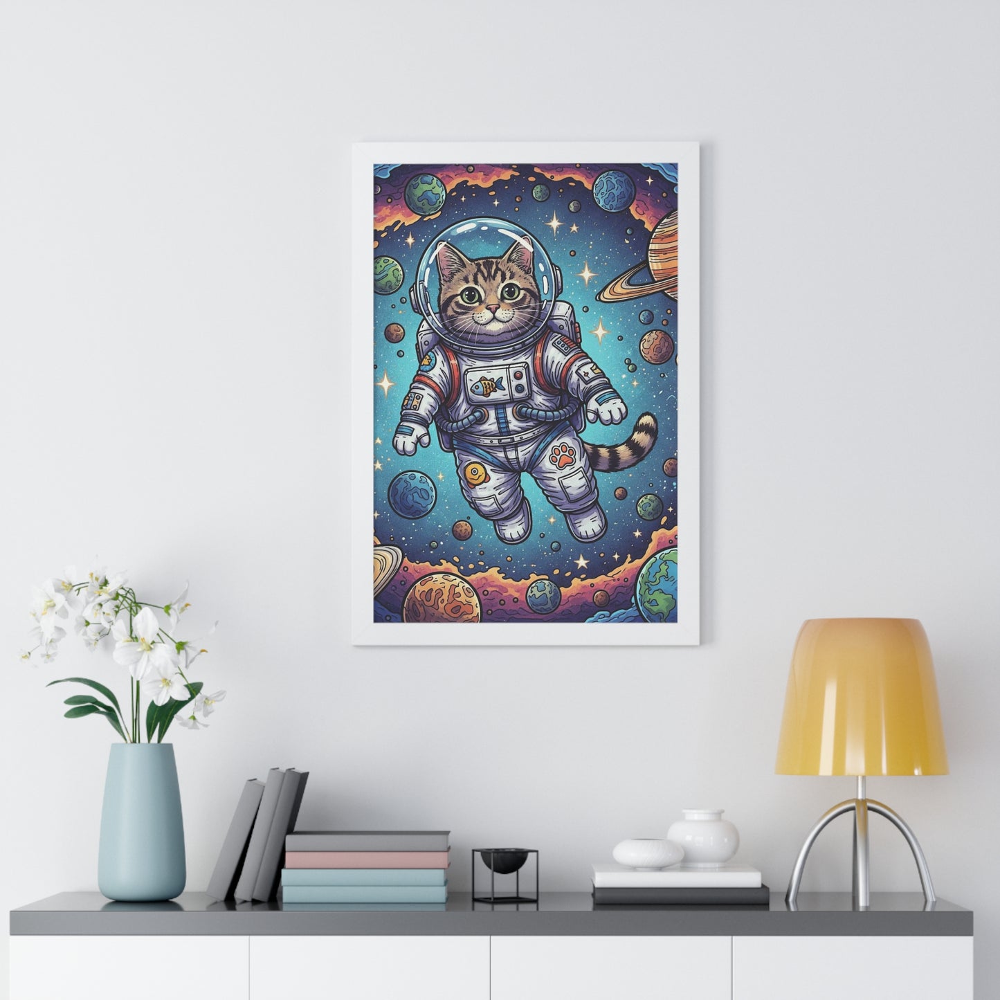 Astronaut Cat - Framed Poster