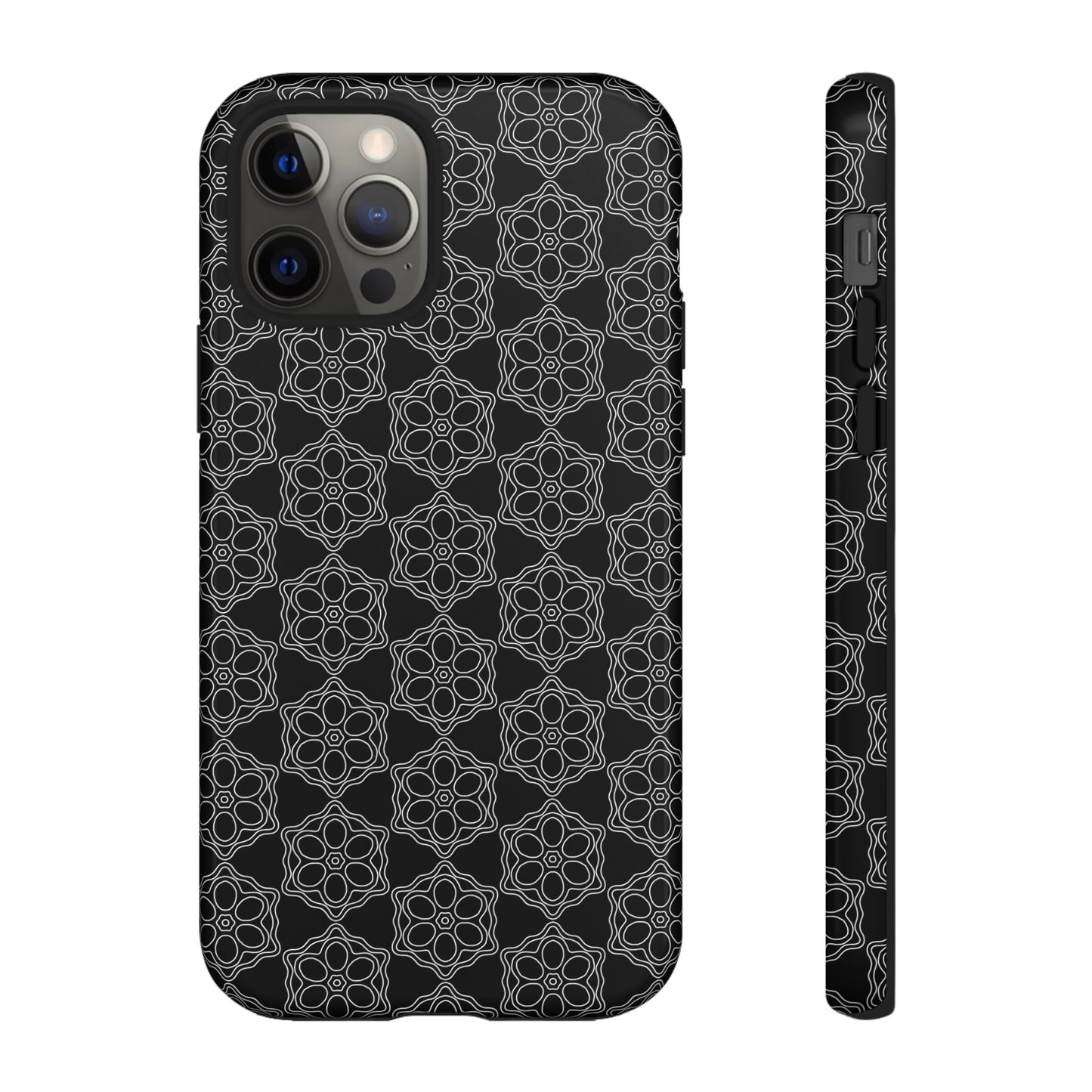 Geometric Pattern Phone Case, Dark Floral Case for Tough Protection, Stylish Smartphone Accessory, Gift for Tech Lovers, Trendy Mobile Cover