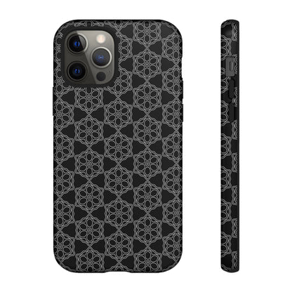 Geometric Pattern Phone Case, Dark Floral Case for Tough Protection, Stylish Smartphone Accessory, Gift for Tech Lovers, Trendy Mobile Cover