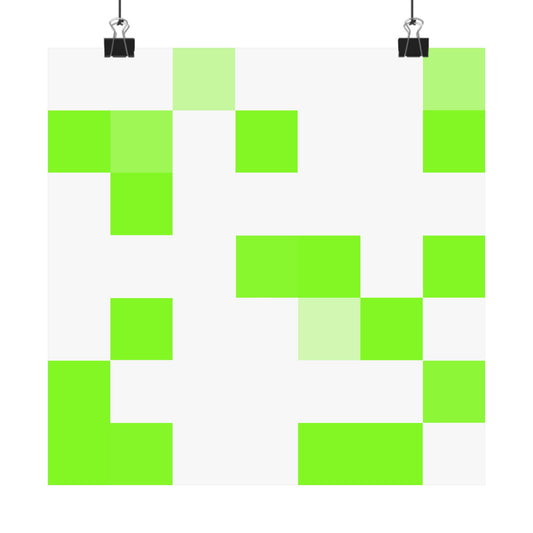 Lime Green Pixel Grid - Poster
