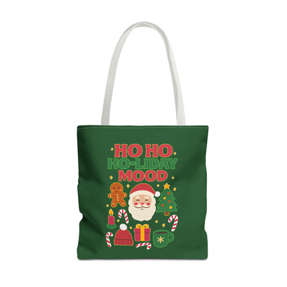 Festive Holiday Tote Bag, Christmas Bag, Santa Gift Bag, Ho Ho Ho Mood, Seasonal Shopping Tote, Cute Winter Accessory