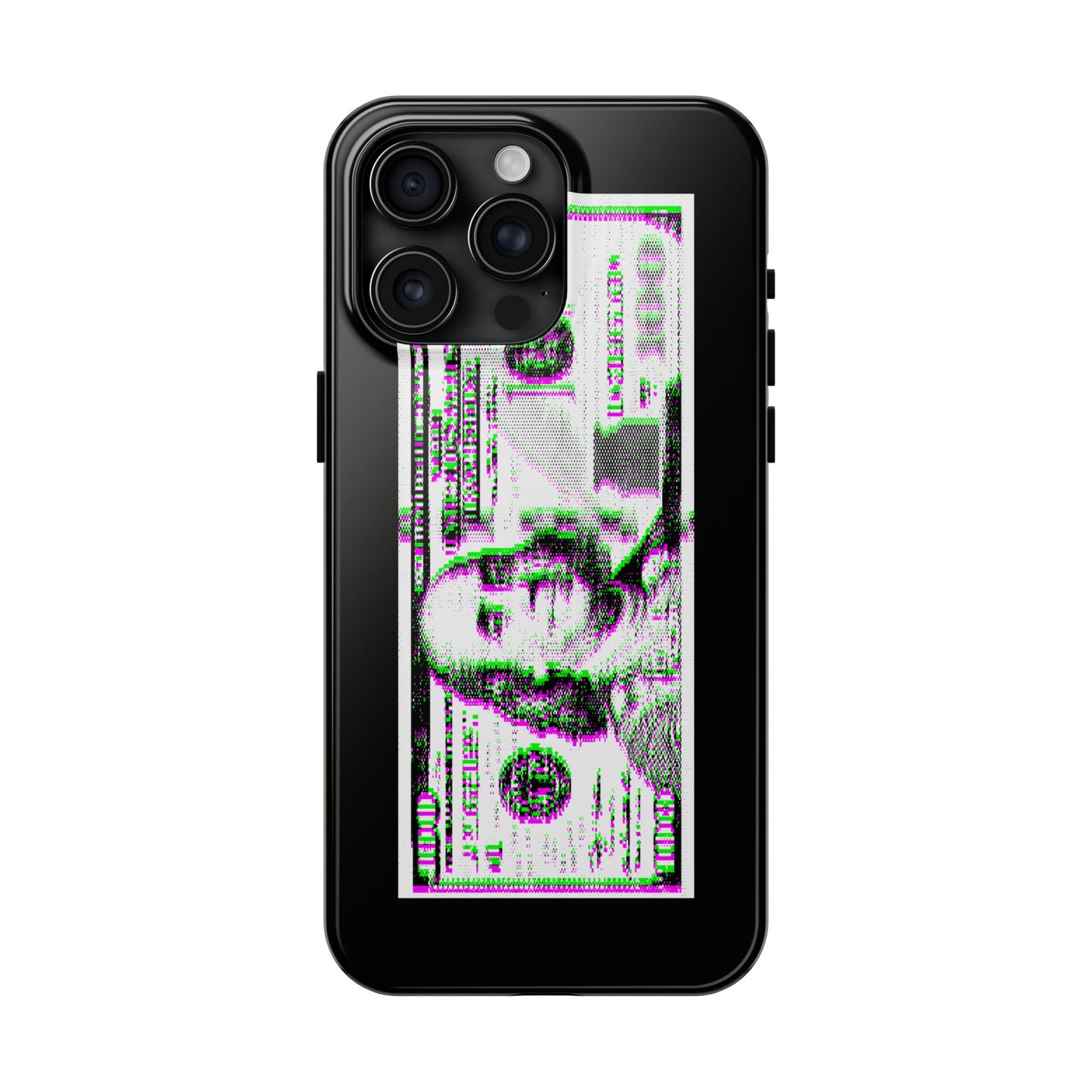 100 Dollars Bill - Green/Magenta Glitch - Phone Case