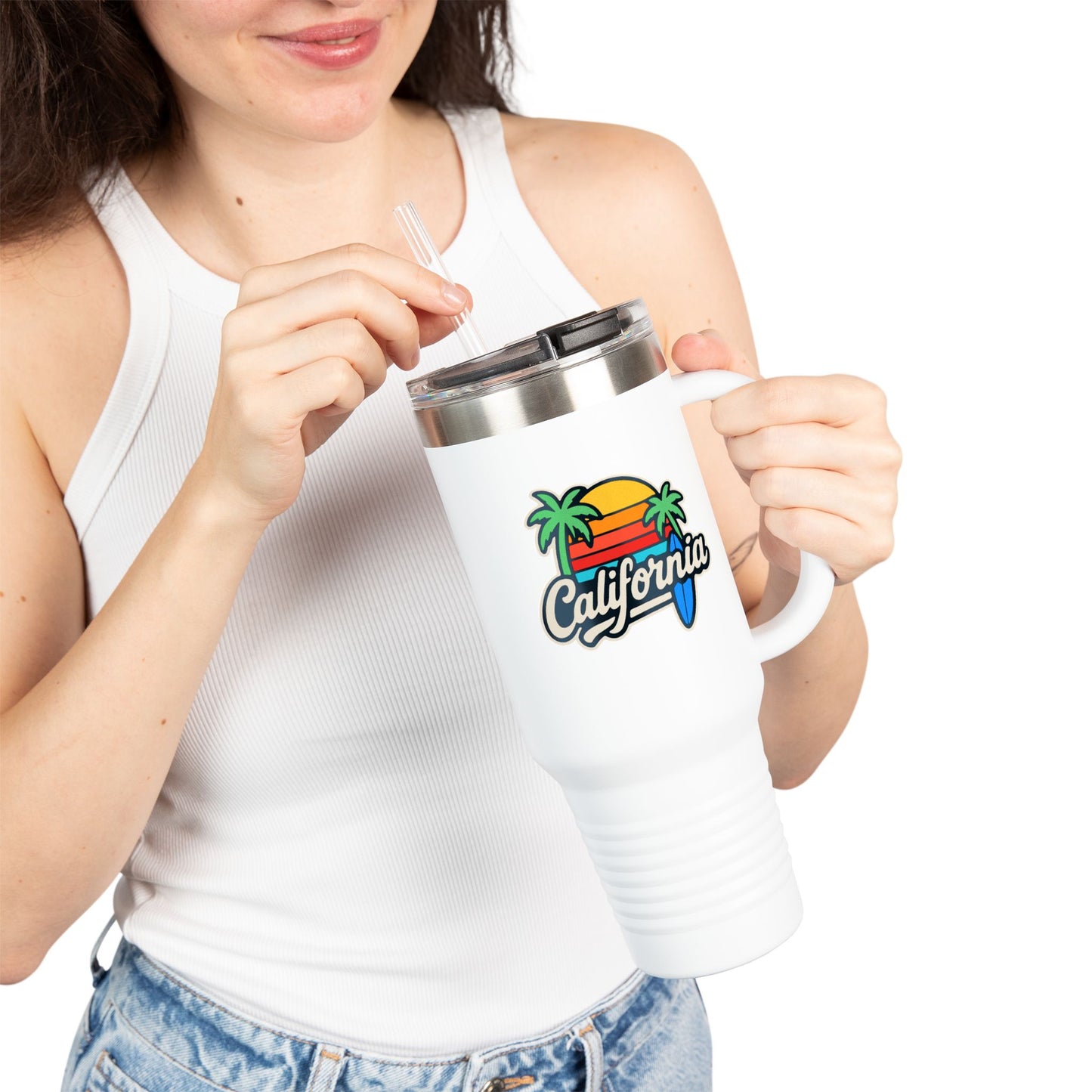 California Insulated Travel Mug - 40oz, Perfect for Road Trips, Outdoor Adventures, Gift for Travelers, Beach Lovers, Summer Vibes
