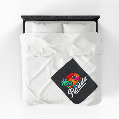 Florida Sunset Palm - Plush Blanket